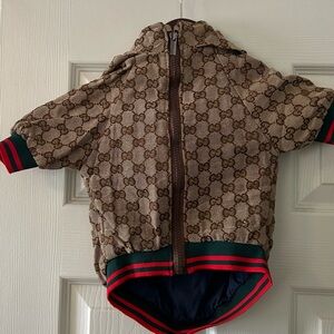 Boujie Brown Puffer Jacket with Signature Monogram for pets